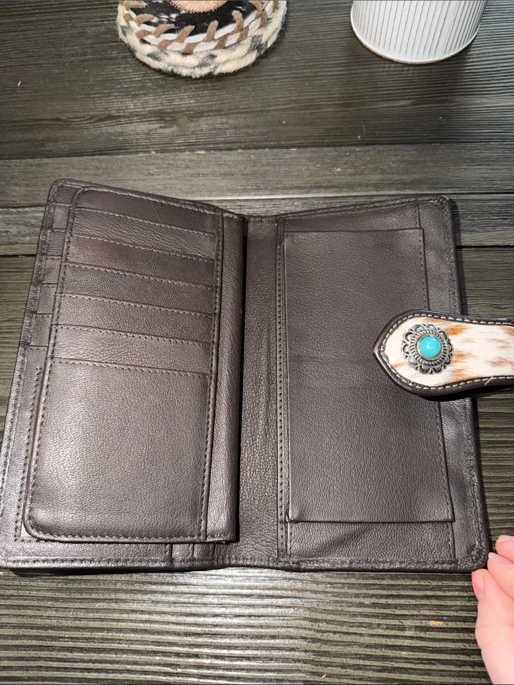 Montana West Beige Tan Brown Turquoise Accent Wallet